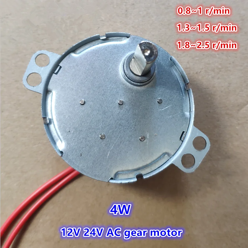 TYC-50 12V 24V 1 orpm 2RPM 4W AC Gear Motor Permanentný magnetický synchrónny motor kovový prevodové kolesá, priemer hriadeľa 7 mm d hriadeľ ~