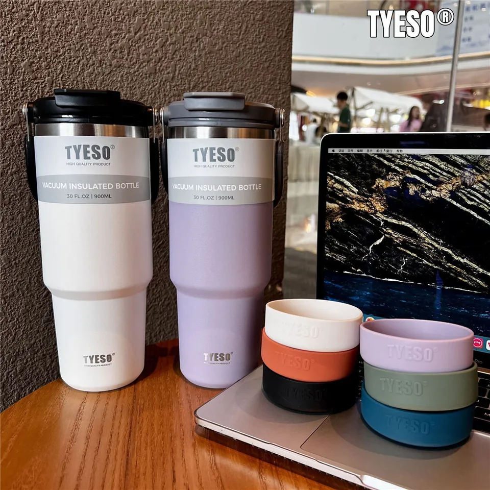 Tyeso 40oz pohárik s rukoväťou 900 ml 1200 ml kávový šálka z nehrdzavejúcej ocele termos banka Vákuový hrnček Izolovaný šálka fľaša na vodu studená