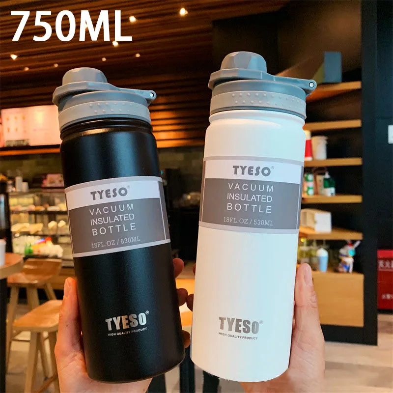 Tyeso 750 ml z nehrdzavejúcej ocele Thermos fľaša izolovaná fľaša na fľašu Fľaša na fľašu Šport Termálny hrnček Tup Cold and Hot vákuová banka