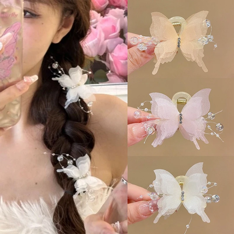 Tylové motýľové vlasové klip pre ženy dievčatá farebné vlasy bočné klip Sweet Cute Motýfly barrette vlasové doplnky