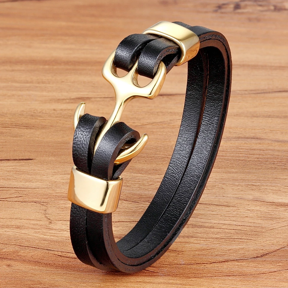 Tyo Charm Cott Ocel Pattern Ocel Ocel Originálny kožený náramok na narodeniny Party Gift Men Bangles Dropshipping Dropshipping