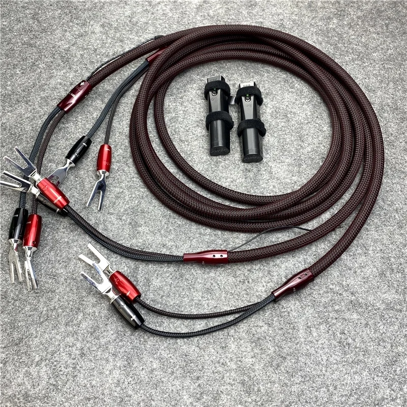 Typ 9 + Kábel reproduktorového kábla s plným dosahom so skrinkou Solid PSC Copper 72V uhlíková batéria Strieborný banán alebo zástrčka Spade