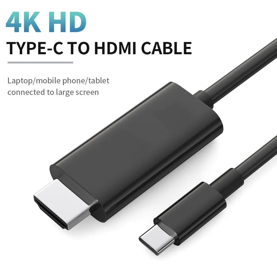 TYP-C až HDMI 4K30Hz High-Definition CO-CULE CABLOBAL BLACK ABS 6,6 stôp 4K pre MAC MAC iPad Pro MacBook Air Chromebook TV TV