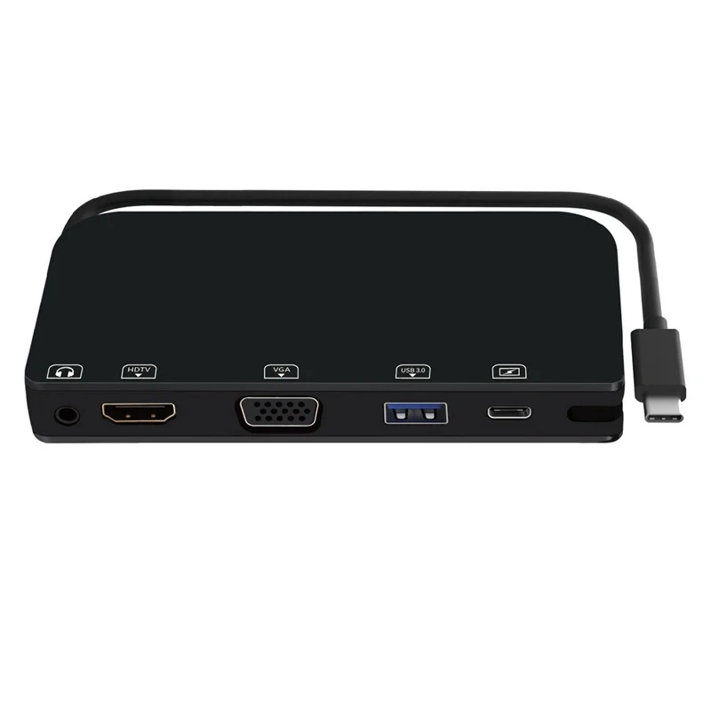 Typ C Dock Hub to HDMI-kompatibilná obrazovka VGA Zdieľajte USB 3.0 U Disk Video Prevodník adaptér pre MacBook prenosný počítač do televízneho projektora
