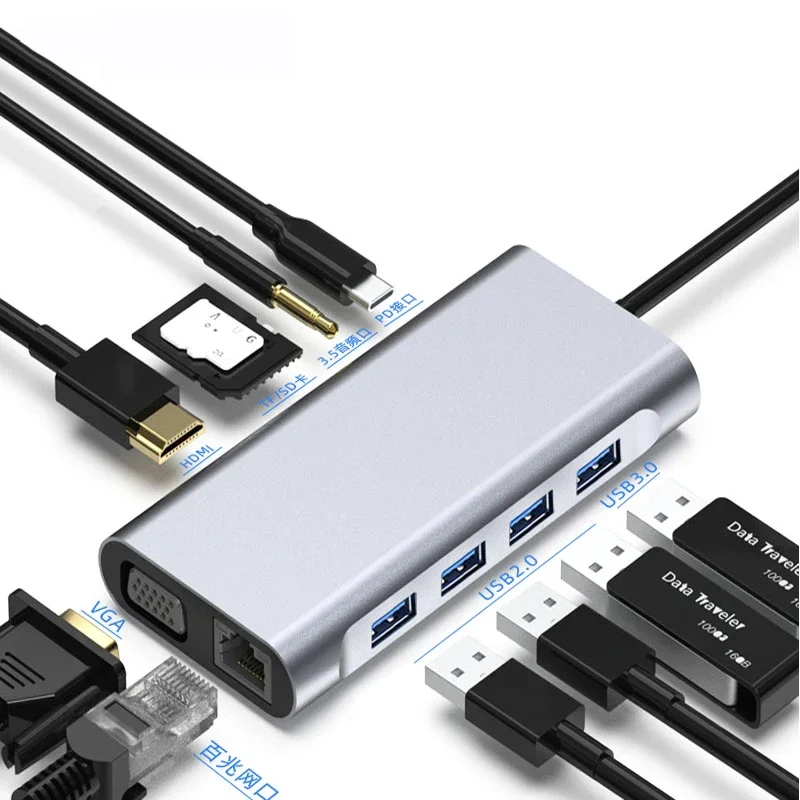 Typ C Hub to HDTV adaptér USB C 4K Thunderbolt 3 TF SD Slot Slot PD pre Pro M2 M1 Dock Dock Station