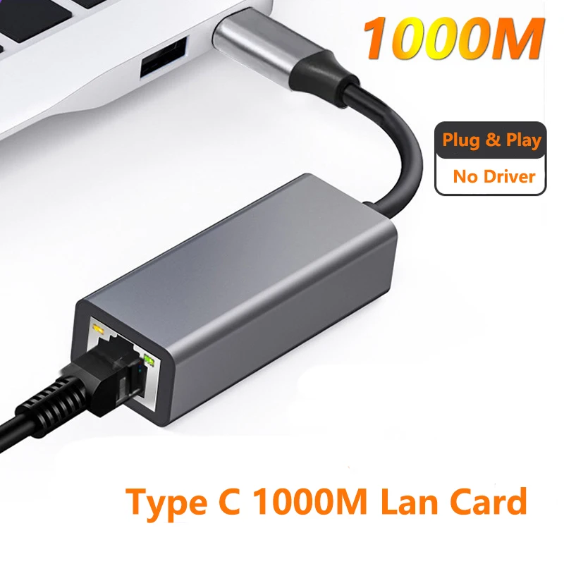 Typ C. USB Gigabit Ethernet Adapter Kábel 1000/100 Mbps Type-C až RJ45 LAN pre Xiaomi Mi Box Nintendo Switch Sieťová karta NAPOJEM