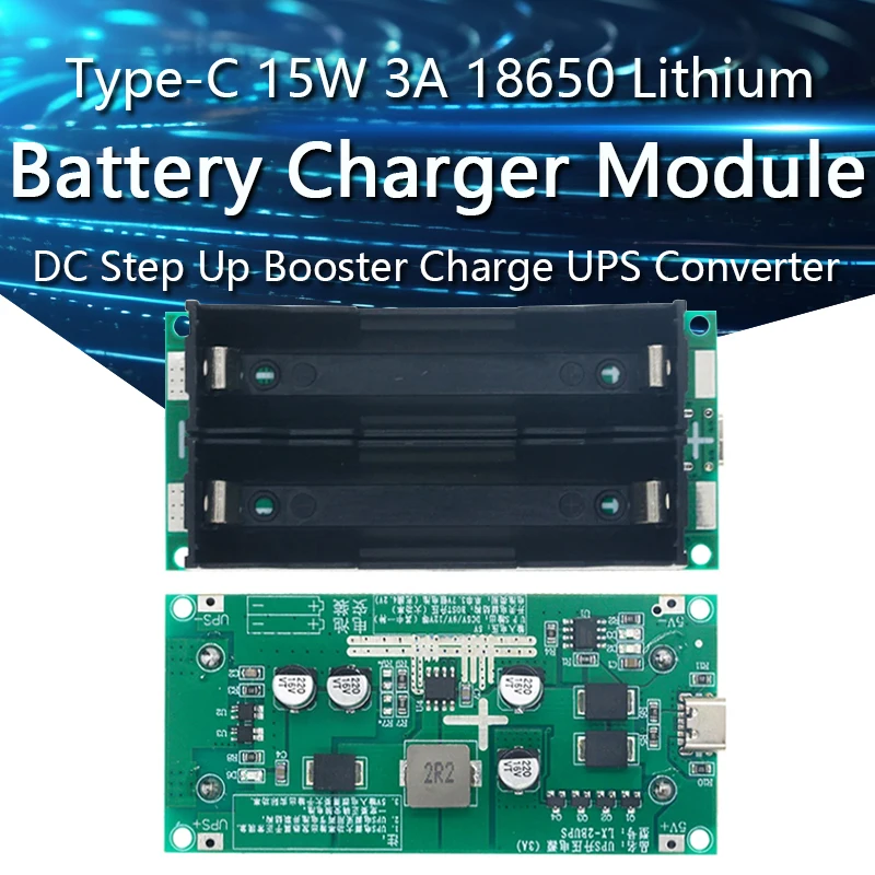Type-C 15W 3A 18650 Modul lítium nabíjačky DC-DC Step Up Booster Rýchly nabíjanie UPS napájací zdroj / prevodník 5V 9V 12V