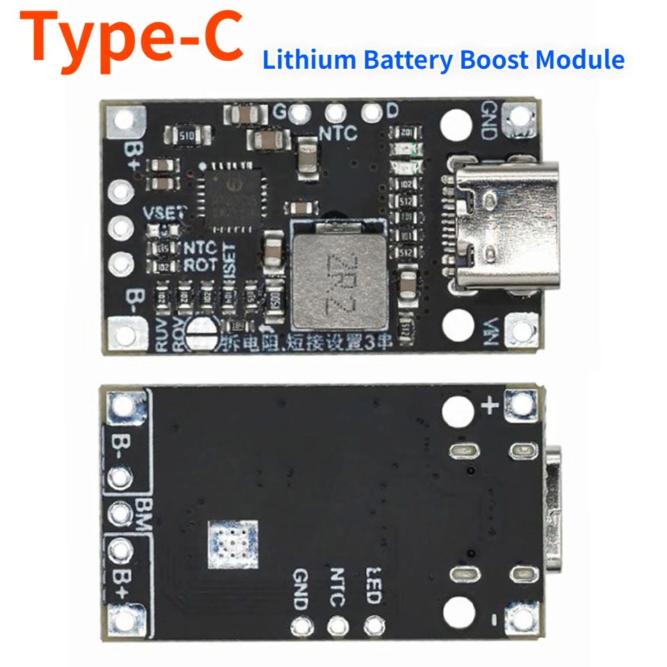 Type-C USB 15W 8,4V 12.6V 1,5A 2S BMS Littium Battery Boost Modul s vyváženou podpornou rýchly nabíjanie s indikátorom