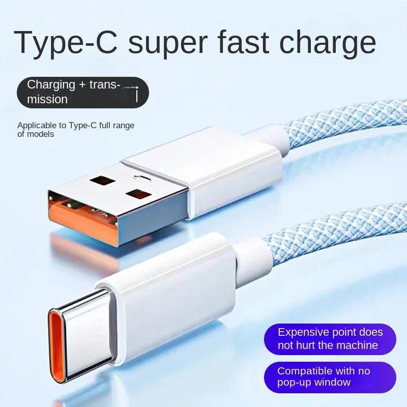 Typový tkaný dátový kábel vhodný pre Huawei 20W Super rýchle nabíjacie nabíjacie kábel, Honor Xiaomi Nabíjacie kábel IPTV