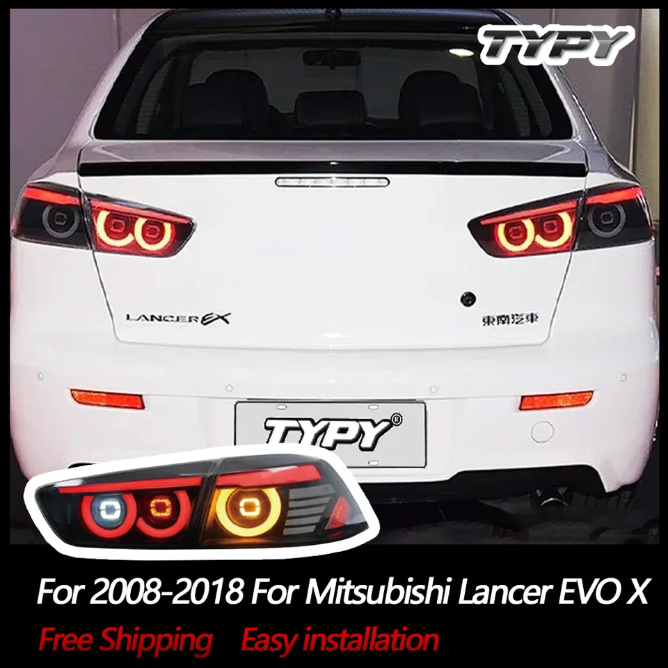 Typy Car Tail Lights pre Mitsubishi Lancer EVO X 2008-2018 LED Car Tail Lamps Denné svetlá Dynamické zákruty Signály