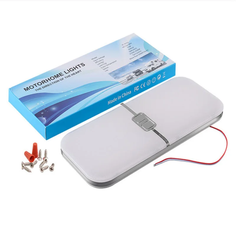 Tytxrv 12v-30V 14-16W stropné svetlá obdĺžnikového vozidla Interiérová lampa s taktovým spínačom pre kamión RV Camper Van Caravan Cabin Cabin