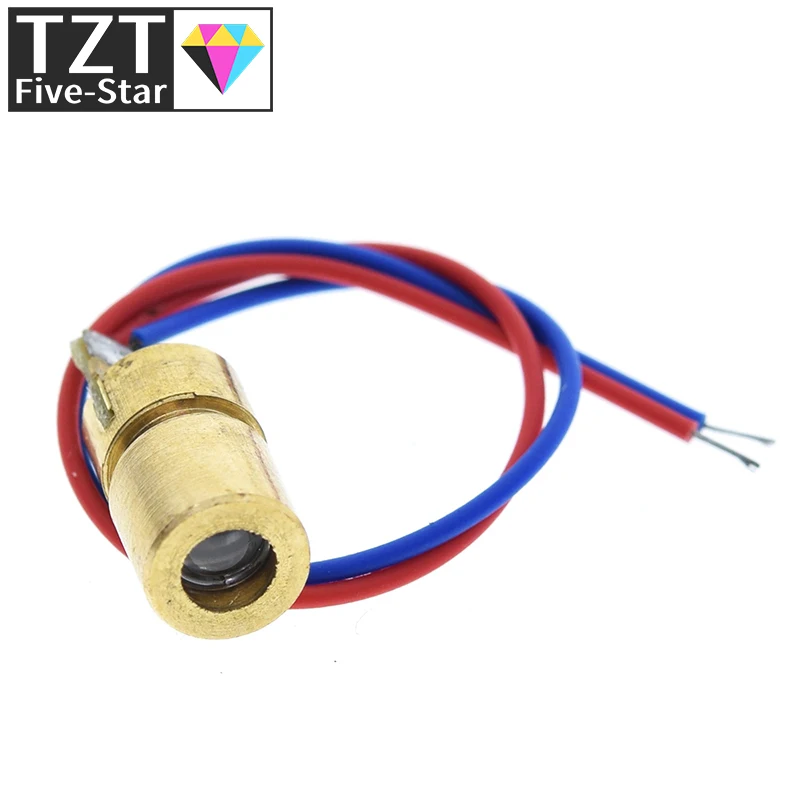 TZT 10ks 5V 650nm 5MW nastaviteľný laserový bodový diódový modul Červená zrak meďna hlava Mini laserový ukazovateľ