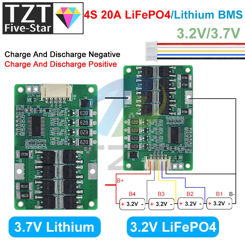TZT 4S 20A 12,8V 14,4V 32650 32700 LIFEPO4 BATICLE BMS BMS pre elektrické lodné napájacie napájanie 12V batérie automobilu