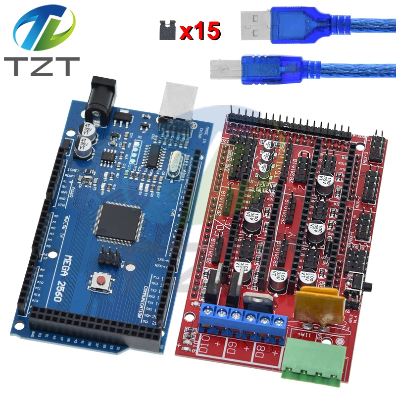 TZT Mega 2560 R3 Mega2560 Rev3 + Ramps 1.4 Ovládač pre Arduino 3D tlačiareň Arduino Sit Rerap Mendelprusa