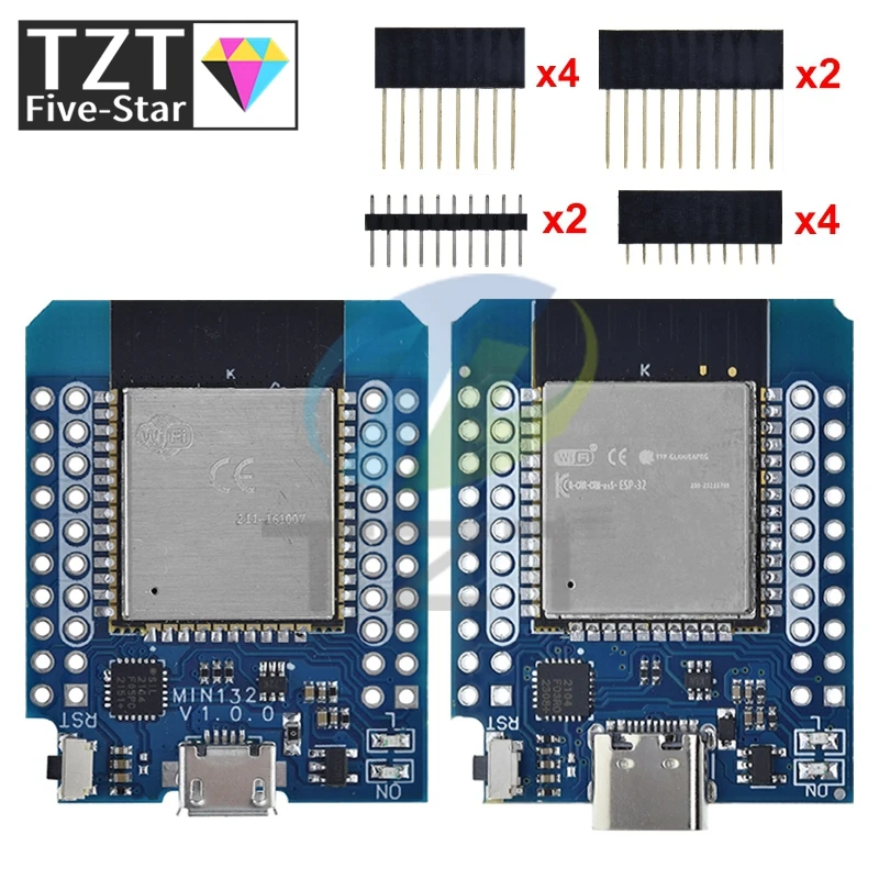 TZT pre Wemos Mini D1 ESP8266 ESP32 ESP-32S WIFI Bluetooth CP2104 Vývojová doska pre Arduino s kolíkmi