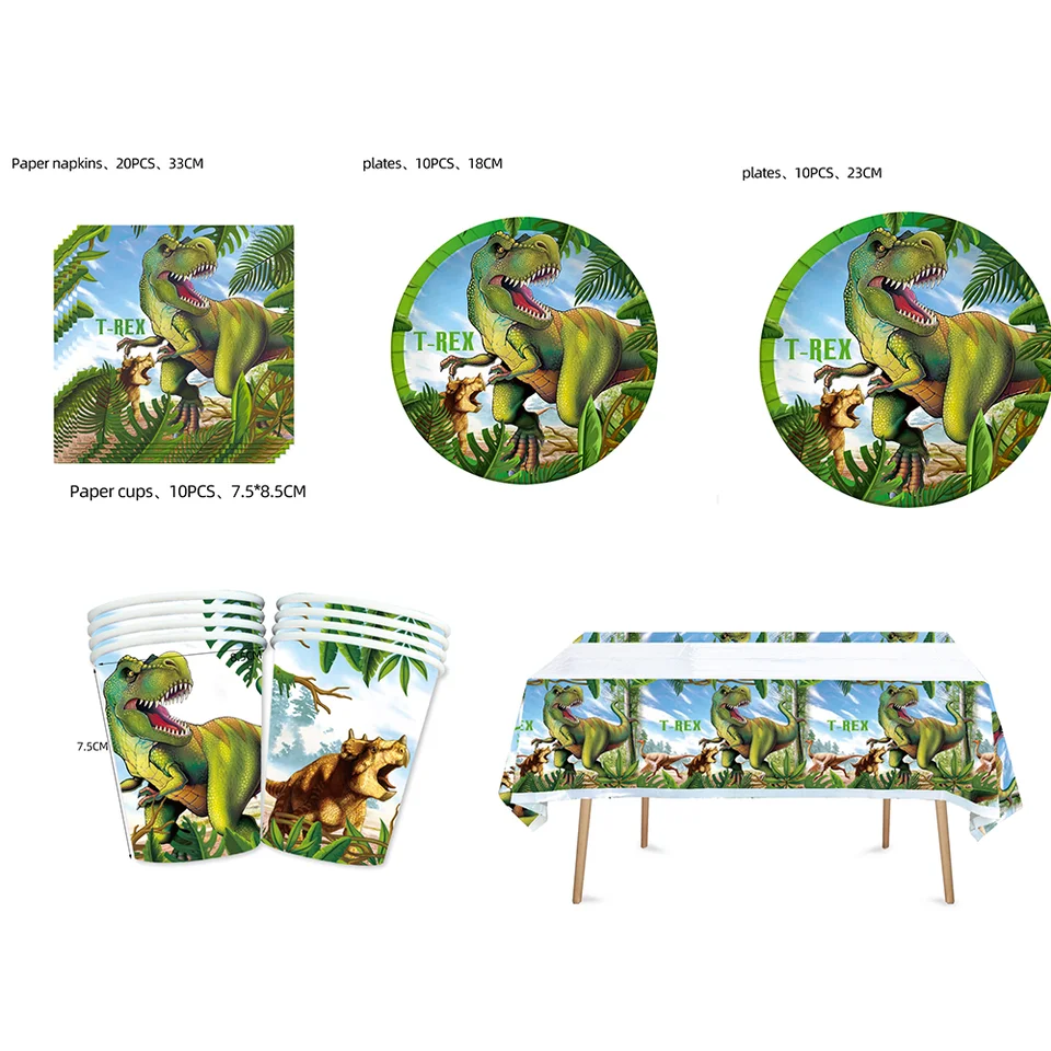 Téma dinosaura narodeninové dekorácie Party na jednorazový riadový papier papierové obrúsky Cups Cups Plates Slaw