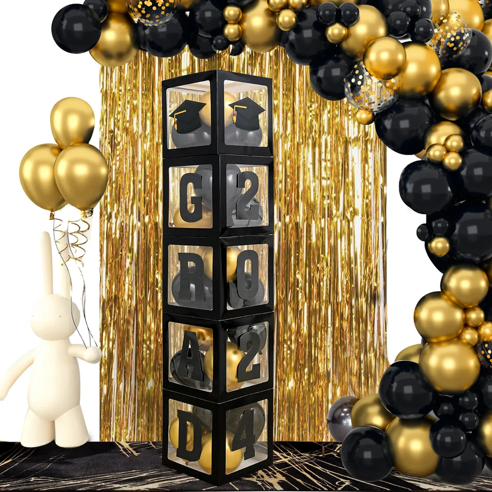 Téma promócie Decor Decor Transparent Letter Box Balóny Boxy Grad 2024 Nové blahoželanie promócie Partice Decanations