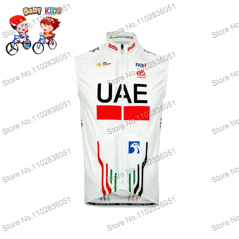 Tím pre deti Spojené arabské emiráty 2024 Cyklovacia vesta Windbreaker Summer Wind Vest Boys Road Road Jersey Jersey bez rukávov MTB Girls Bunder Sport Sport