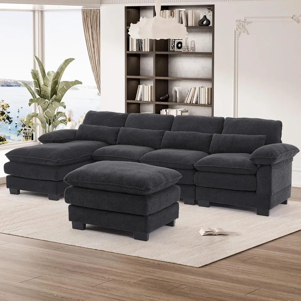 U Seková pohovka, čalúnenie pohodlné modulárne pohovky, 4 sedadlá Chenille L-THAPED SOFA, CLOUCH OBLASOVÉHO OBLASTI