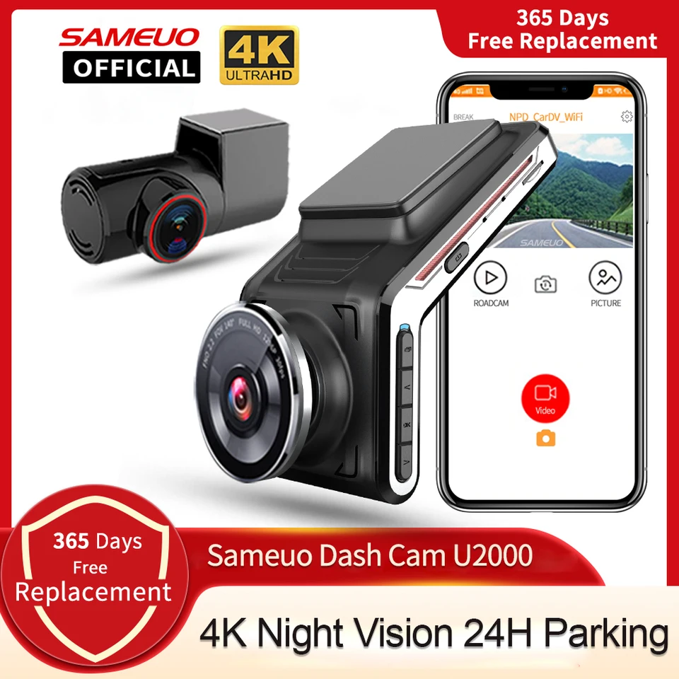 U2000 Dash Cam predná a zadná 1440p Zobraziť šošovku Camera DVR DVR s 2 vačkovými videokeparát