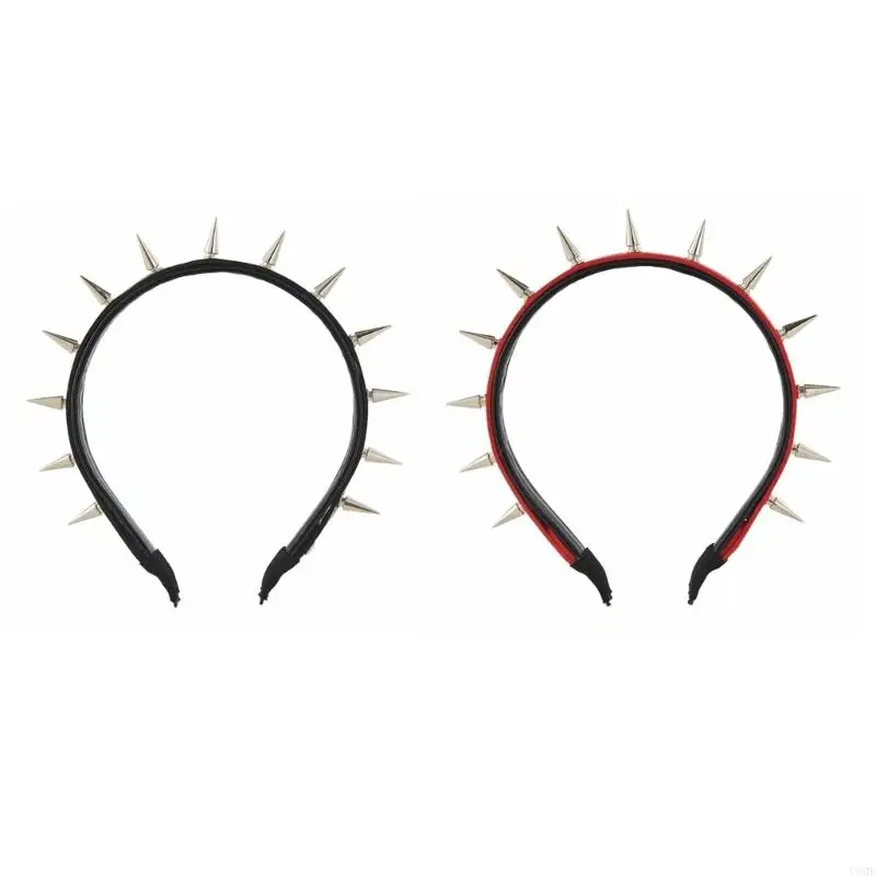 U90e Spiked Headband Gothic Tiaras kožená špicatá hlava Steampunk Rock čelenka pre mužov punk čelenka nitový čelenka
