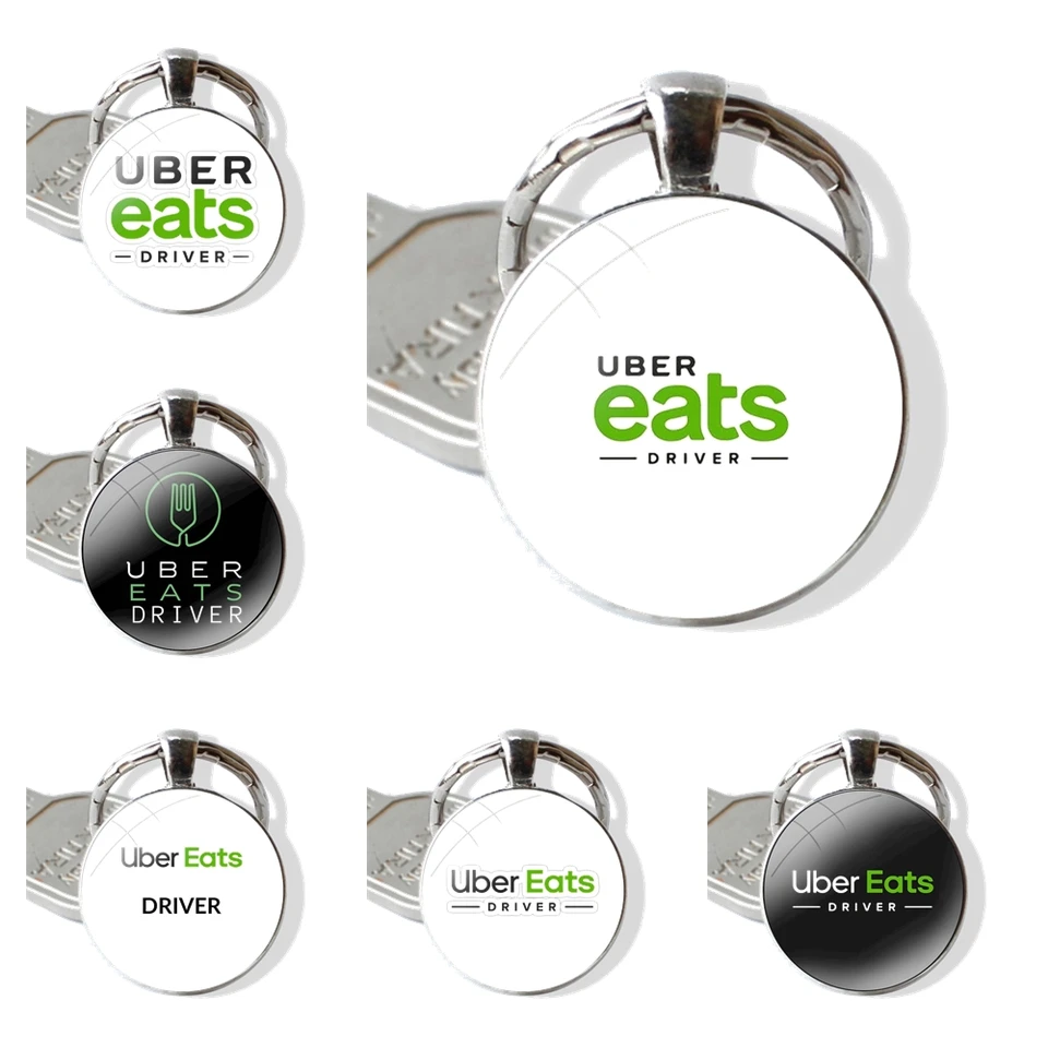 Uber Eats Dodávka vodič Classic Vertic Keychain ručne vyrobený sklenený sklenený držiak kľúča kľúča kľúča kľúče