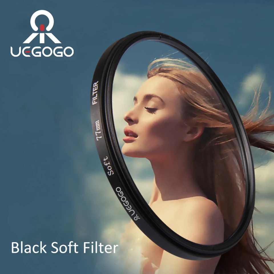 Uegogo Soft Focus Black Mist Difúzna filtra filtra filtra difúzneho efektu 52/55/62/67/72/77/82 mm pre Nikon DSLR