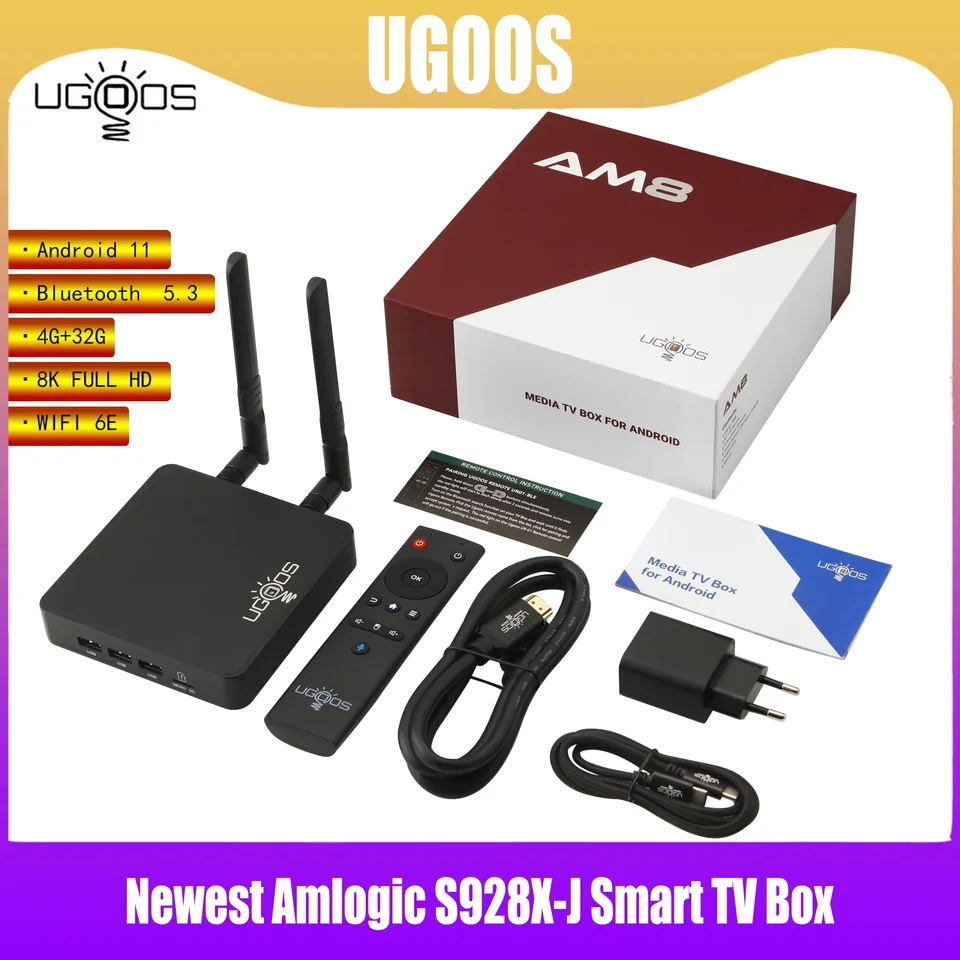 Ugoos AM8 Pro Smart TV Box Android 11 Amlogic S928X-J 8GB 64 GB WiFi6 BT5.3 1000M AV1 Dolby Support Android Set Top Box IPTV