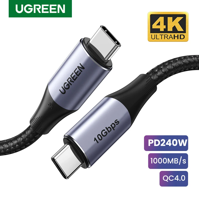 Ugreen 240W USB C GEN2 pre iPhone 15 MacBook Pro iPad Samsung S23 USB 3.1 Kábel 10 GBPS Supercharger 4K HD USB C k USB C kábel