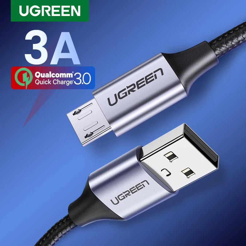 Ugreen 3a Micro USB kábel Rýchle nabíjanie pre Samsung J7 Redmi Note 5 Pro Mobilný telefón USB Mikro káblové kábel pre Samsung HTC