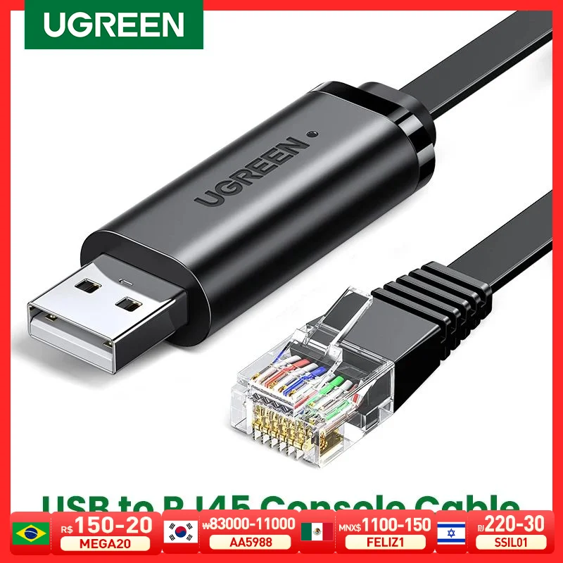 Ugreen USB to RJ45 Console Cable RS232 Serial Adapter pre smerovač Cisco 1,5 m USB RJ 45 8P8C Prevodník USB Converter Converter Console kábla USB