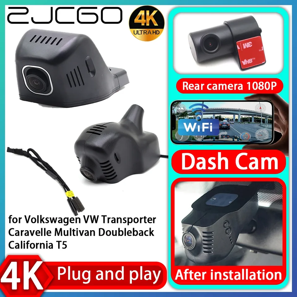 UHD 4K 2160P Plug and Hour DVR Dash Cam Video Recorder pre Volkswagen VW Transporter Caravelle Multivan Doubleback California T5