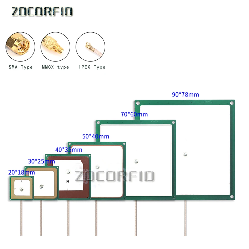 UHF RFID PCB kruhová polarizačná keramická anténa s konektorom SMA MMCX IPEX TNC pre modul čítačky