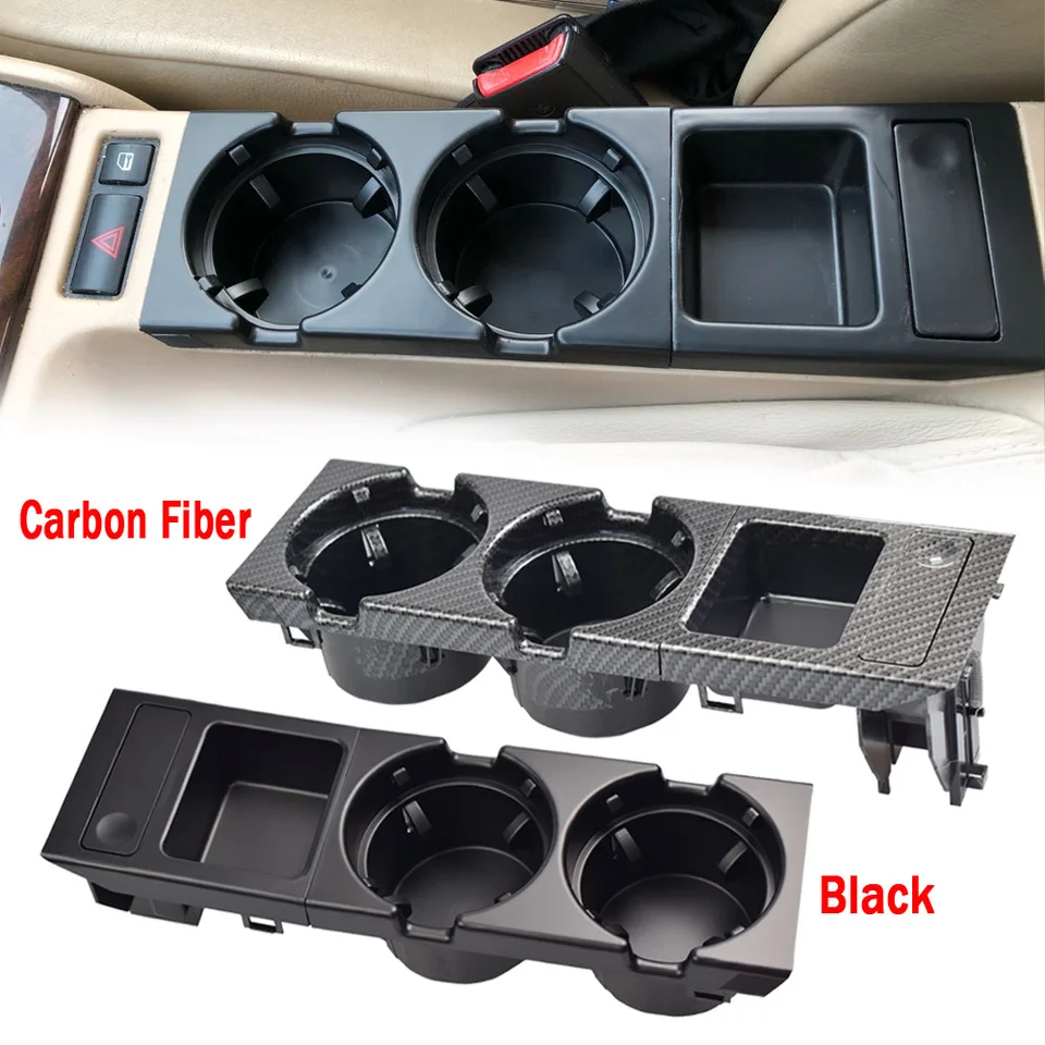 Uhlíkové vlákno/Black Car Center Console Pohár držiaka Fľaša na fľašu pre fľašu Coin pre BMW 3 Series E46 318I 320I 98-06