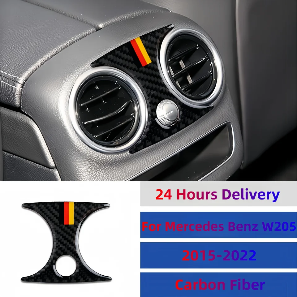 Uhlíkové vlákno pre Mercedes Benz C GLC Class W205 2015-2022 Zadný vzduchový vzduchový vývodný vývodový vývodový kryt nálepky na auto Interiérové ​​príslušenstvo