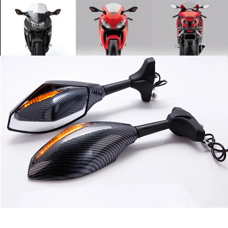 Uhlíkové zrkadlo s signálom otočenia šípky pre Suzuki GSXR 1000 1300 600 750 GSX 1400 600F 750F Katana Hayabusa 1300R 1300RZ Limited