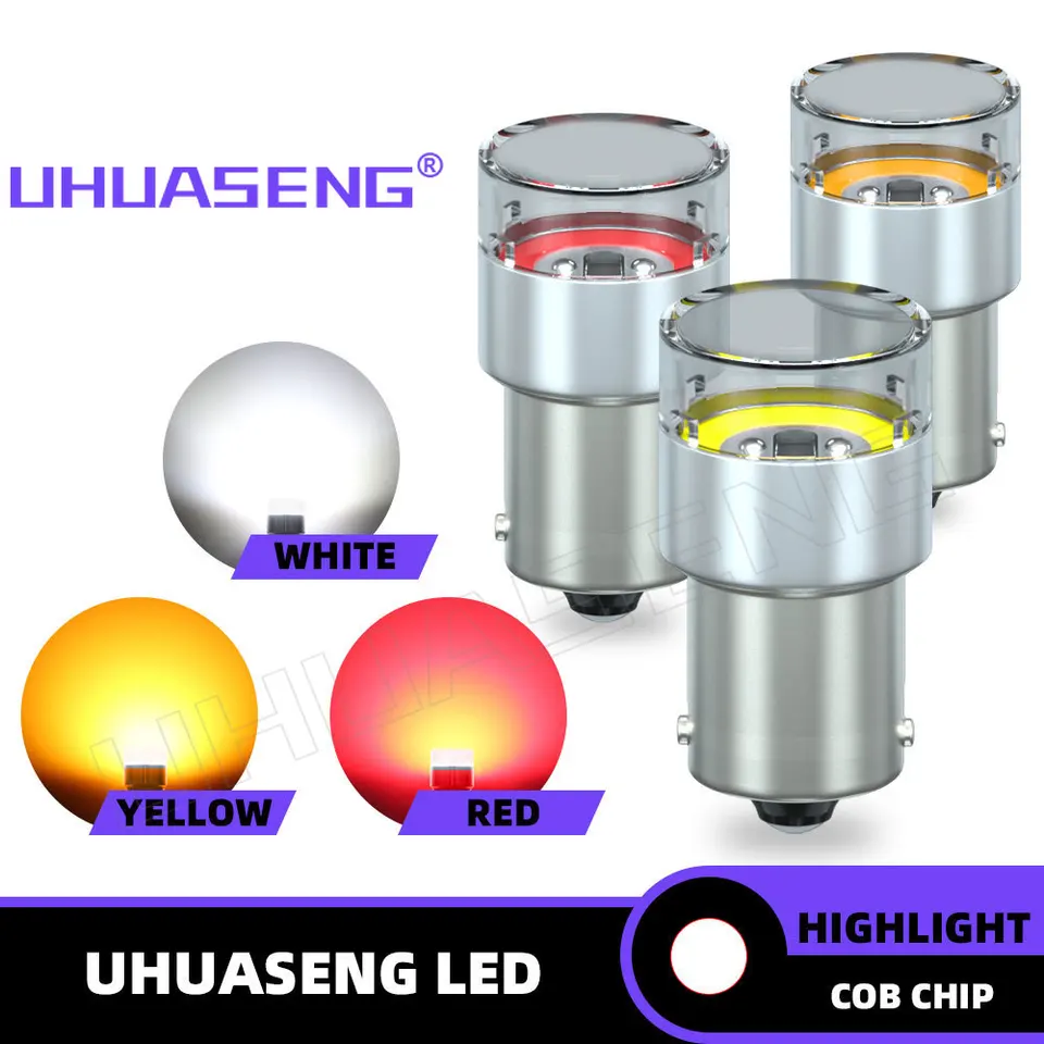 Uhuaseng 10/50pcs 12v 24v P21W LED žiarovka 1156 LAMP 1157 Strobe 7443 T20 7440 BAY15D BA15S P21/5W Parkovacie vozidlo Flash CAR Parking Light Truck