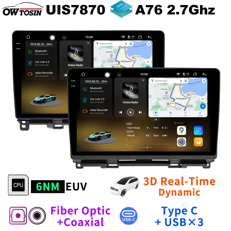 UIS7870 A76 2,7 GHz Android 13 12g+256g Rádio Multimediálne GPS Video Stereofónny hráč pre Honda Fit 4 Jazz Gr GS 2020-2024 CarPlay