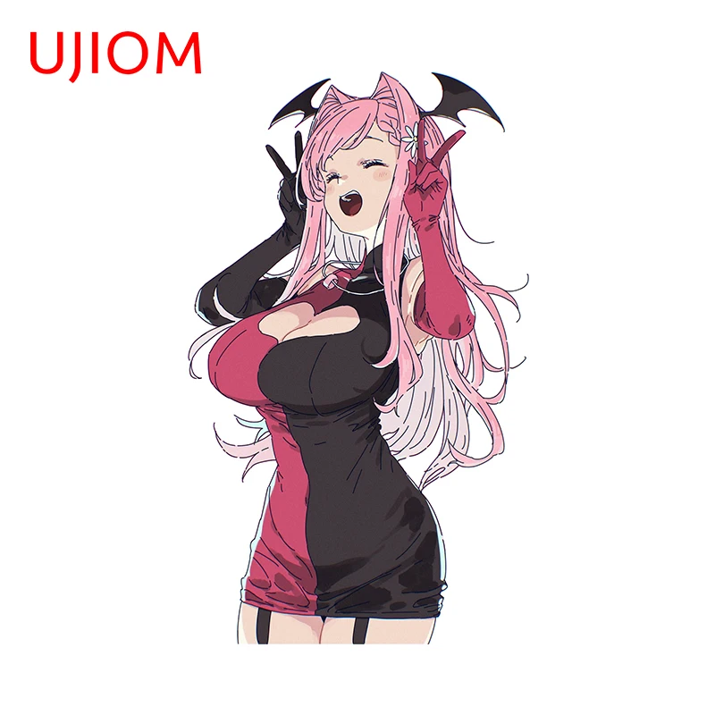 Ujiom 13 cm × 7,7 cm Sexy Karen HiMemiya Wall Stickers Dievča oblečené ako démonový nálepka pútavý anime kmeňa Chladnička dekora