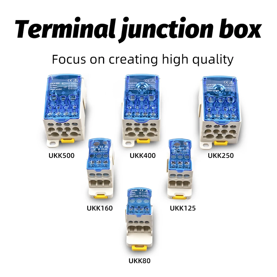 UKK80A UKK125A UKK160A UKK250A UKK400A UKK500A Terminálový blok 1 v mnohých out din Rail Electric Connector Power Connector Box