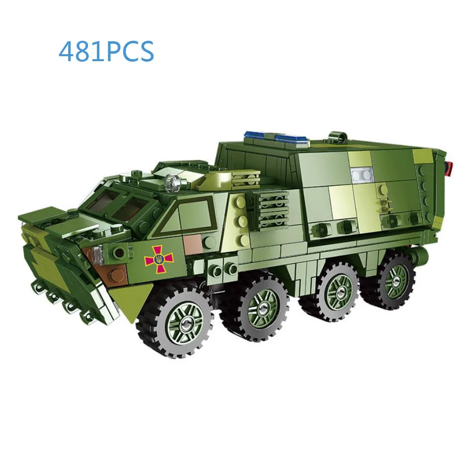 Ukrajina BTR-4C Medical Armored Vozidlo 1:30 Moderný vojenský model Budova blok WW2 Army Figures Brick Hray pre darčeky
