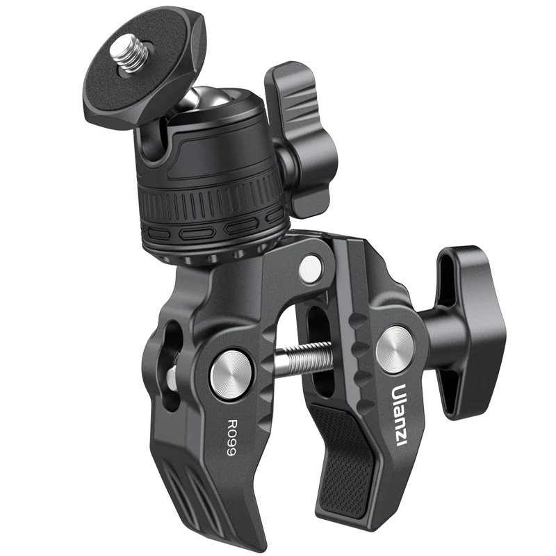 Ulanzi R099 Super Clamp s 360 ° Mini Ball Head Magic Arp Clip 1/4 skrutkového otvoru pre DSLR fotoaparát GoPro Monitor LED svetlo mikrofón