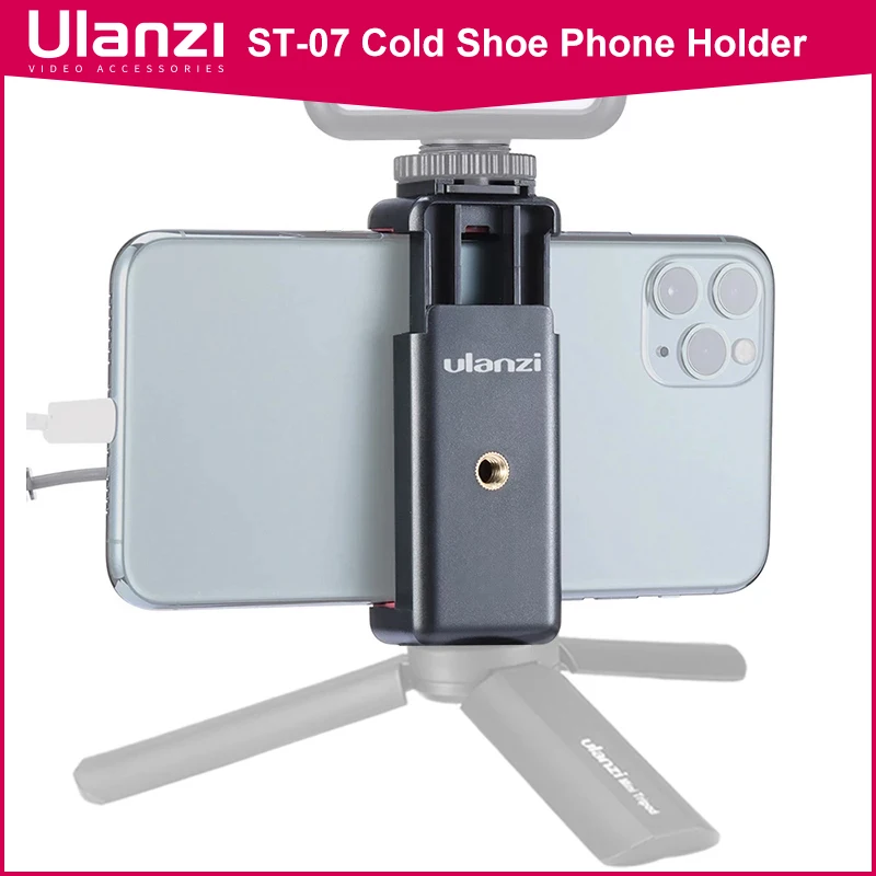 Ulanzi ST-07 Cold Shoe Telefón držiak na držiak na rozširovanie studenej topánky pre vlogové mikrofón LED LIGHT LIGHT Vlog TRODOD Telefón držiak