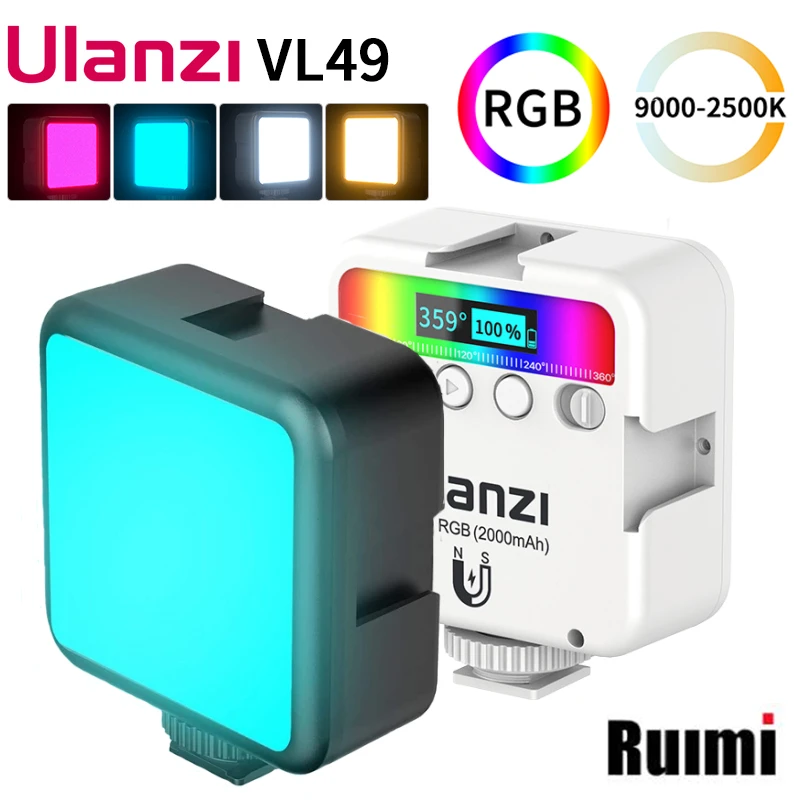 Ulanzi vl49 RGB Video Light for Photography 2000MAH LED panel Videokamera lampa vlog výplň ľahký živý svietidla