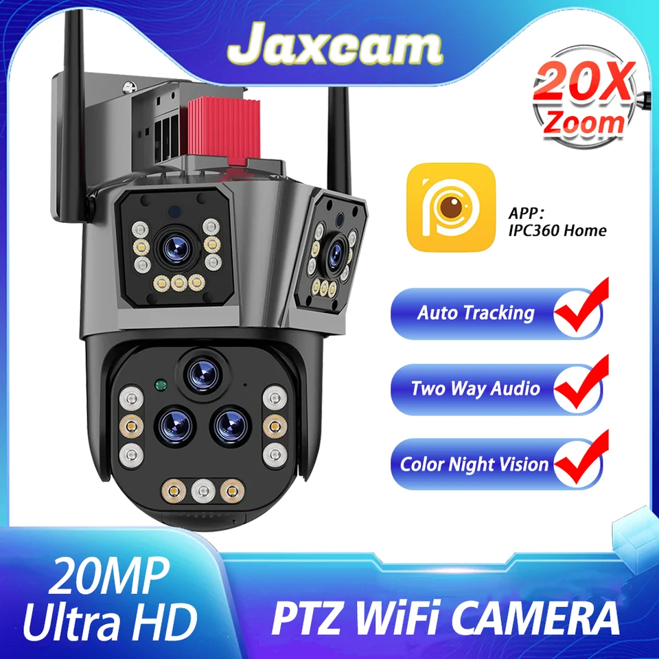 Ultra 20MP 10k 10K sledovacia kamera WiFi Outdoor Päť objektívov PTZ 20X PTZ Zoom Smart Home Human Tracking Wireless CCTV Camera