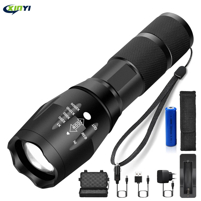 Ultra jasná LED baterka T6 a UV 395 LED Torch Svetlo kempingové svetlo 5 režimov vodotesné zväčšenie bicyklového bicykla Použite 18650 batériu