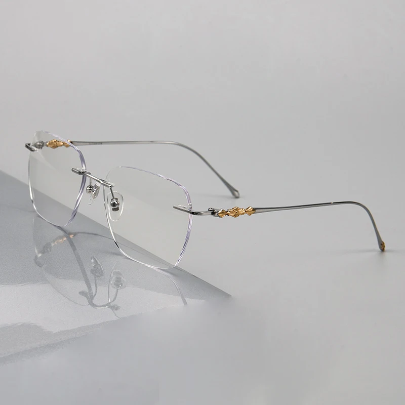 Ultra svetlo čistý titánový okuliare bez okuliarov Man Vintage Polygon Square Eyewear Luxusné optické predpisové okuliare Rámka Žena