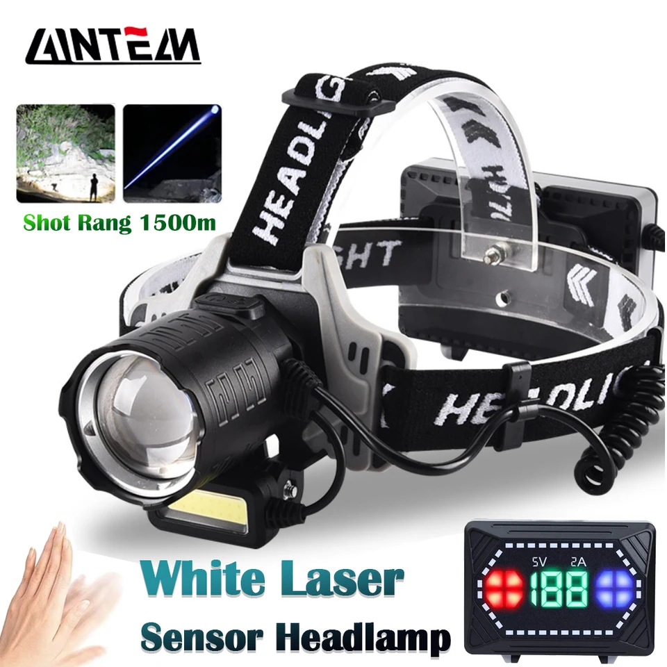 Ultra výkonný nabíjateľný svetlomet biely LED DLHÝ DOBER 1500 m priblíženie baterky 18650 Vysoko výkonný rybolov Working Lantern