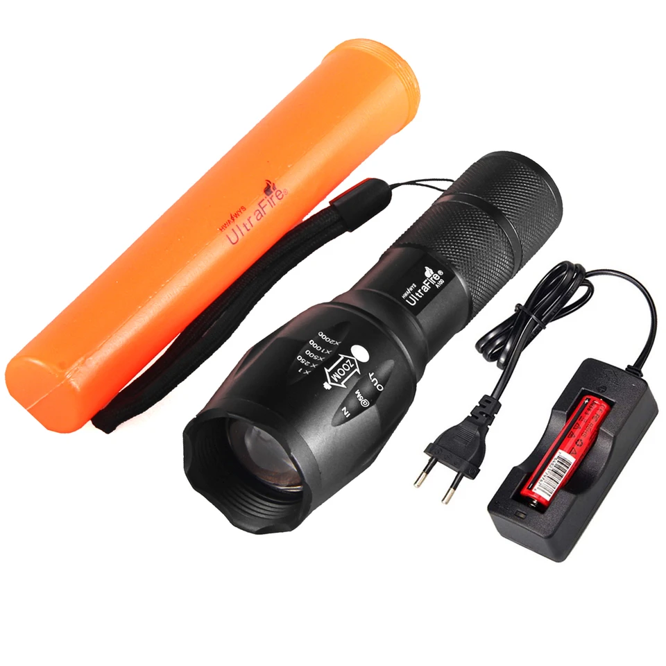 Ultrafire A100 bezpečnostný signál Traffic Wand 1000 LUMEN 18650 LED kempingová baterka 6-palcová kužeľová lampa zoomaovateľná baterka s 5 režimom