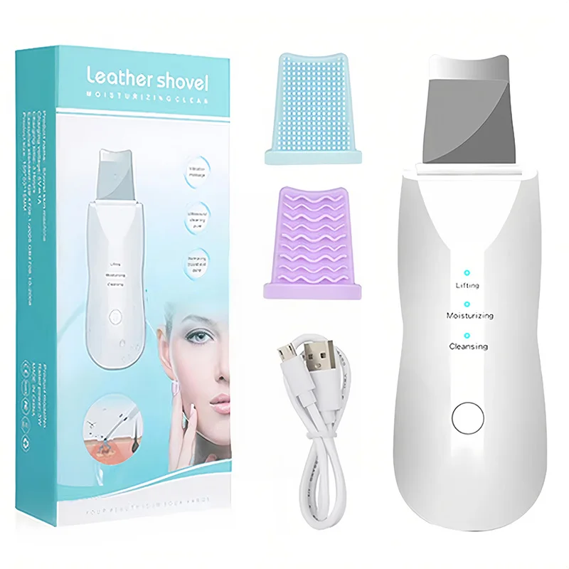 Ultrazvuková kožná pračková prander hlboko vibrácia čistič tváre lopata čela Čistiace peeling Čierna hlava Odstrakovač tváre Massager